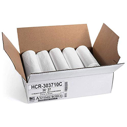 Aluf Plastics High Density Trash Bags, 30 Gallon, 500 Count, 10 Micron (eq), 30" x 37", Clear, for Bathroom, Office, Industrial, Commercial, Janitorial, Municipal, Recycling - color: Clear, style: 20-30 Gal, 10 Micron Equiv, 500 Count