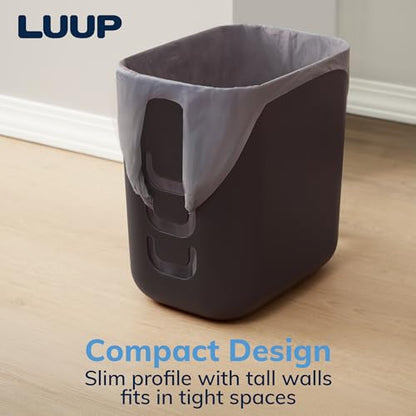 STORi Luup Trash Can (Black) - Reuse Grocery Bags - Plastic Garbage Container for Bathroom, Vanity, Laundry Room, Kitchen, Office, Garage - 2.5 Gallon Wastebasket with Hooks to Secure Trash Bags - color: Black