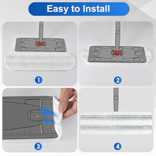 Aifacay Mop Pads for O Cedar H2prO Flat Mop, Reusable Microfiber Mop Head Replacements for OCedar H2 Pro Flat Mop, High Friction PP Fibers Added Wet & Dry Use Mop Refills for Home Cleaning - color: Flat Mop Pads-6 Pack