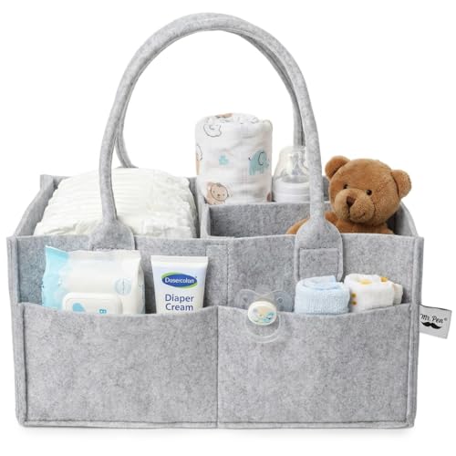 Mr. Pen- Baby Diaper Caddy Organizer, Gray, Medium | Nursery Storage Bin and Car Organizer for Diapers and Baby Wipes - color: Gray, size: 1 Pack, Regular