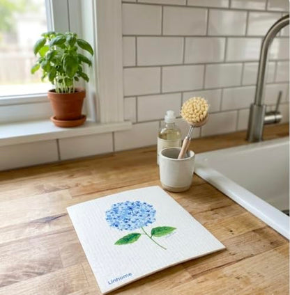 Garden Collection Hydrangea Swedish Dishcloth, Reusable Paper Towel, Super Absorbent Cellulose Sponge, Kitchen Cleaning Cloth, Washable & Compostable (Hydrangea Harmony - 1 Pack)