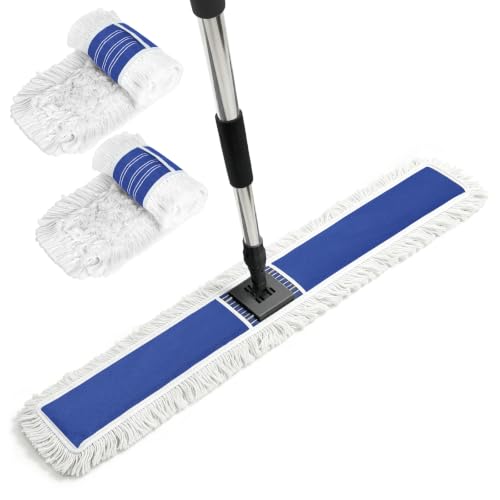 Masthome 39" Commercial Dust Mop with 64" Long Handle, Heavy Duty Wet Dry Floor Mop with 2 Reusable Microfiber Pads, 360° Rotating Industrial Mop for Hardwood Tile Marble Warehouse Gym Office Home - color: Extra Large Blue