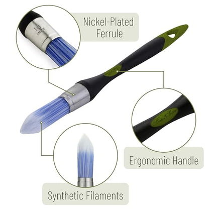 Bates- Trim Paint Brush, 2 pcs, 0.75 Inch, Black & Green Handle, Trim Brushes for Painting - color: Green-black, size: 0.75 inch, 2 Pack