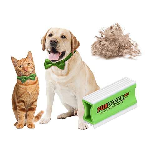 FurDozer Pet Hair Remover & Auto Detailing Tools - Cat & Dog Hair Remover for Carpets, Car Interiors, Couches, Bedding, & Pet Furniture (Green, X3 MINI - 3.5" Long) - color: Green, size: X3 MINI