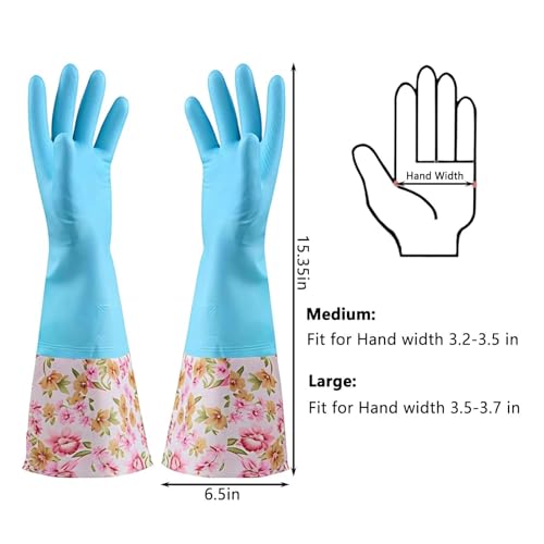 KINGFINGER Rubber Latex-Free Dishwashing Gloves for Household Cleaning, Waterproof, 2-Pair Large with Long Cuff & Flock Lining - size: Large (Pack of 2)