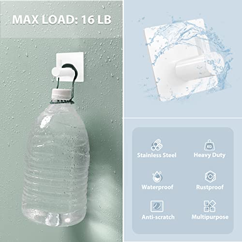 VIS'V Adhesive Towel Hooks, Waterproof Shower Wall Stick on Hooks, 2 Extra Adhesive Strips, White, 4 Pcs - color: White