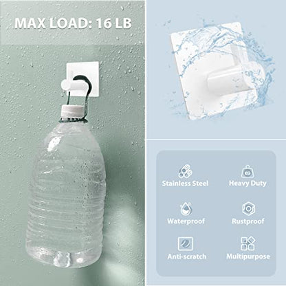 VIS'V Adhesive Towel Hooks, Waterproof Shower Wall Stick on Hooks, 2 Extra Adhesive Strips, White, 4 Pcs - color: White