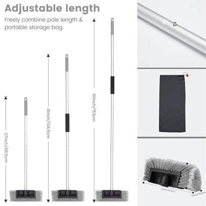 Car Wash Brush with Long Handle, 60'' Soft Bristle Cleaning Brush, Car Cleaning Brushes, Carwash Brushes for SUV, RV, Boat, Truck, House Siding, Sweep Snow, Gray - color: Gray