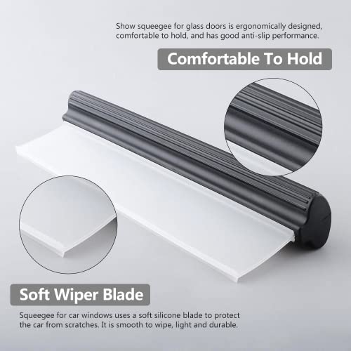 Watris Veiyi 10" Silicone Water Blade Squeegee, Quick Dry Wiper Blade Squeegee, Antislip Automotive Shower Squeegee for Car Glass and Shower Kitchen Window…