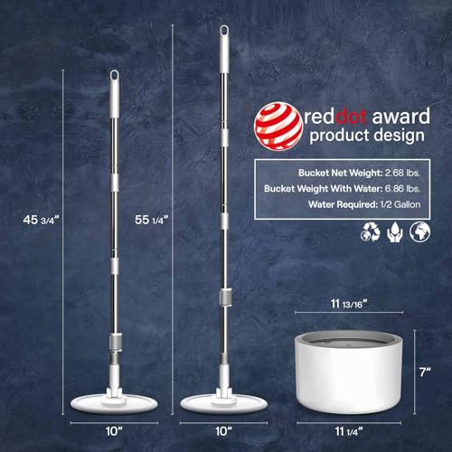 VENETIO Innowellclean Spin Mop and Bucket Set with Water Filtration System | Self-Cleaning, Dry/Wet 3-in-1 Microfiber Mop for Floor Cleaning, Home, Kitchen Hardwood, Laminate (5 Pads & Triangle Head) - style: SG01 - 5 Pads and Triangle Head