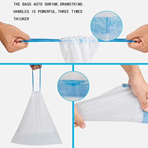 Small Trash Bag, 2.6 Gallon Garbage Bags Bathroom Trash can Liners for Bedroom Home Kitchen 80 Counts,2 Gallon Trash Bag with Blue Drawstring, White Bags - style: 2.6 gallon