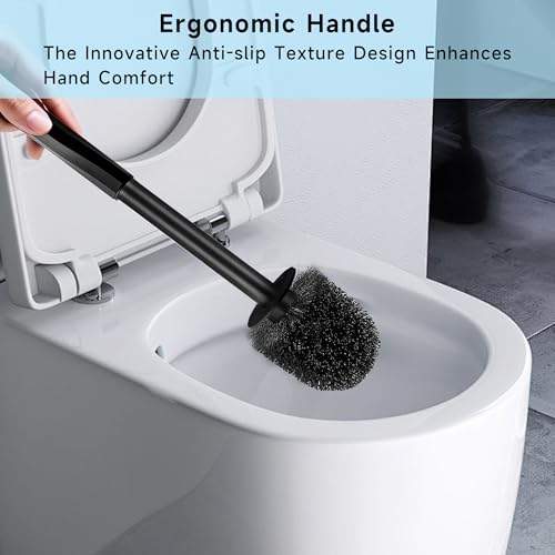 Toilet Brush and Holder Set, Toilet Bowl Brush, Compact Bathroom Accessories, Durable Toilet Scrub Bristles, Drip-Proof, Deep Cleaning, Black, 1 Pack - size: 1 Pack