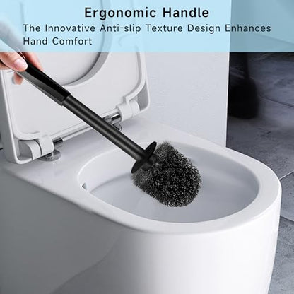 Toilet Brush and Holder Set, Toilet Bowl Brush, Compact Bathroom Accessories, Durable Toilet Scrub Bristles, Drip-Proof, Deep Cleaning, Black, 1 Pack - size: 1 Pack