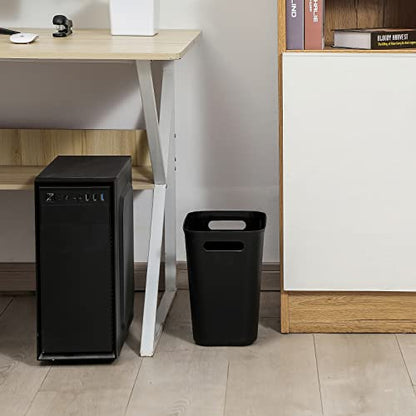 UUJOLY Plastic Trash Can Wastebasket, Garbage Container Basket for Bathrooms, Kitchens, Offices, Kids Rooms, Black, 3.5 Gallon, 2 Pack - color: Black, size: 3.5 Gallon/2 Pack