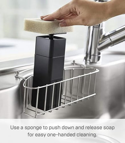 Yamazaki Home One Handed Dispenser, Plastic, 8.5 Fluid oz. | 250 milliliters, No Assembly Req. - color: Black