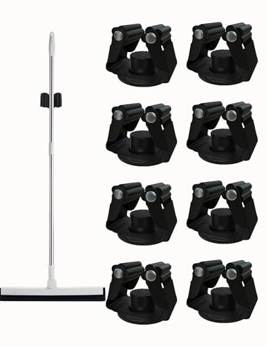 Magnetic Broom Holder Heavy Duty, Magnetic Broom and Mop Organizers for Fridge - Magnet Waterproof Mop Broom Holder for Garage Kitchen Laundry Work Shop - 8 Pack - size: 8 pack-Black