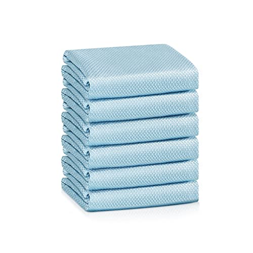 Streak Free Miracle Cleaning Cloths Easy Clean Nanoscale,Fish Scale Microfiber Window Mirror Glass Car Stainless Steel Cleaning,Lint Free Dish cloth Wine Glass Polishing Towel,Reusable,Pack 6,Blue - color: Blue