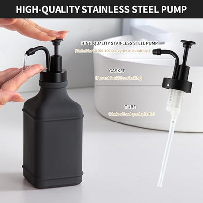 Enra Glass Soap Dispenser,17oz Gray Bathroom Soap Dispenser,Hand Liquid Soap Dispensers with Stainless Steel Pump for Bathroom,Kitchen(Dark Gray) - color: Dark Gray-square-liquid