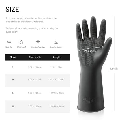 ThxToms 3 Pairs Dishwashing Gloves, Reusable Latex Cleaning Gloves for Housework Kitchen Bathroom, Durable Flexible & Anti-slip, Smooth Lining, Easy On & Off, Extra Large, Black - size: X-Large (3 Pair)