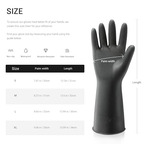 ThxToms 3 Pairs Dishwashing Gloves, Reusable Latex Cleaning Gloves for Housework Kitchen Bathroom, Durable Flexible & Anti-slip, Smooth Lining, Easy On & Off, Small, Black - size: Small(3 Pair)