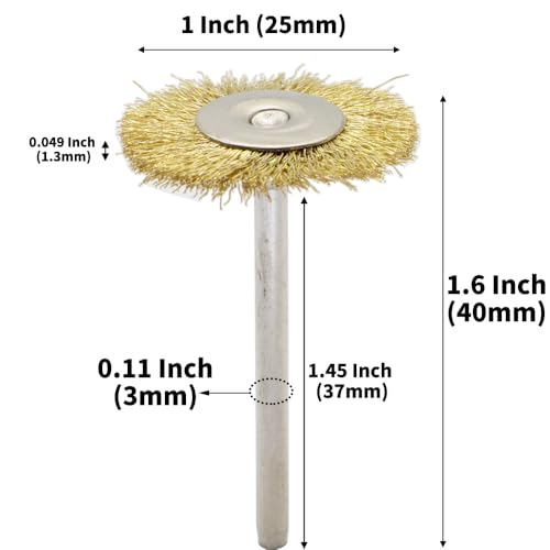 60-Piece Brass Wire Brush Set - Metal Rust Removal, Polishing, Cleaning - 1/8″ (3mm) Shaft - Removes Burrs, Dust, and Oxide Layer - Handles Rough Surfaces - Rotary Tool Accessories - style: Set of 60 Brass Wire Brushes