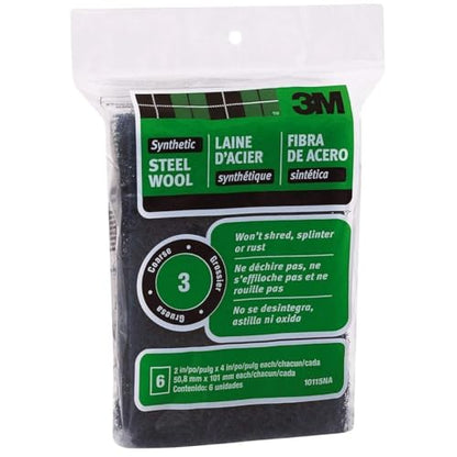 3M 3 Grade Medium Steel Wool Pad 6 pk