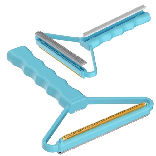 Lint Remover, Pet Hair Remover, Carpet Rake for Dog Cat Fur Removal 1 PCS | Dual Use Lint Brush & Shaver, Pet Hair Removal Tool, Cleans Car Mat Couch Pet Bed Furniture Rug, Removes Pet Fur Quickly - color: Blue With Gray