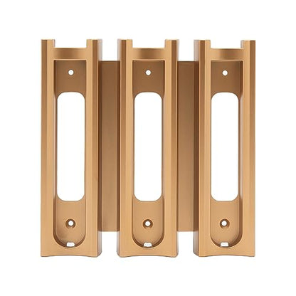 3-Head 400 ml Gold Soap Dispenser, Wall-Mount Triple Chamber Shampoo Conditioner Body Wash Pump, Bathroom Shower Gel Holder, Hotel Gym School Mall Refill Bottle, Adhesive or Screw Install