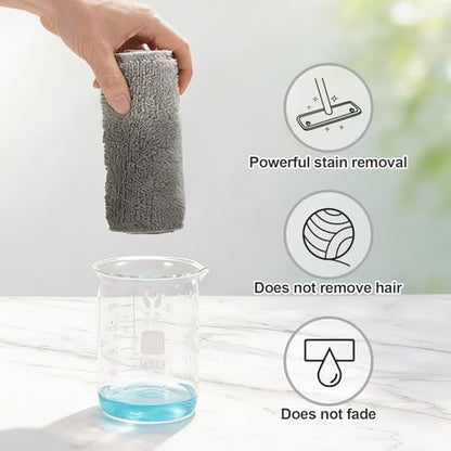 HOMEE Reusable Microfiber Mop Pads, 6 Pack 18"x 6" Mop Head Replacement, Wet/Dry Home & Commercial Cleaning Scrubbing Floor Pad - Grey - color: Grey - 6 Pack