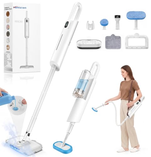 Steam Mops for Floor Cleaning, MultiPurpose Steam Cleaner for Home with 13 Accessories and Strap, Detachable Handheld Steam Mop with 380ml Filterable Water Tank for Hardwood,Cloths and Carpet