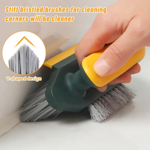 Window Gap Cleaner Brush,Multi-Function for Bathroom Kitchen Narrow Slot Cleaning Handle Clean Tools,Yellow-Green - color: Yellow-green