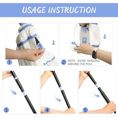 Self-Wringing Twist Mop for Floor Cleaning, 57” Long Handle Heavy Duty Microfiber Mop for Wet Mopping on Tile, Hardwood, Kitchen, Bathroom, Patio, Garage, Commercial Household Clean (Blue) - size: Blue-Complete Mop