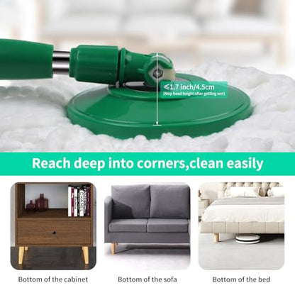 Spin Mop and Bucket, Mop and Bucket with Wringer Set 360° Spinning Mop with 3 Microfiber Mop Refills 61" Adjustable Handle for Floor Cleaning - color: Green