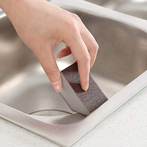 Krisler 8pc Carborundum Sponge Nano Emery Sponges Caspian Stone Pot Clean Brush Rust Eraser Grit Scouring Pads Pot Cleaning Pads with Carborundum Washing Kitchen Cleaner Tool(thickness-1inch) - size: Brown 1 Inch (Pack of 8)