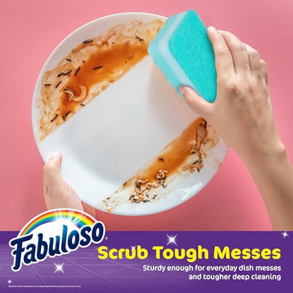 Fabuloso Scratch-Free Kitchen Dish Sponges, Rainbow Cellulose Scrubber Sponge with Scouring Pad for Dishes, Pots, Pans, Counters and Sinks, Tough on Messes, 4.25 x 2.75 x 1.25 in, 12 Count - color: Rainbow, size: 12 Count (Pack of 1)