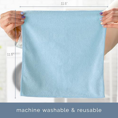 S&T INC. Microfiber Cleaning Cloth, Bulk Microfiber Towel for Home, Reusable and Lint Free Cloth Towels for Car, Light Blue, 11.5 Inch x 11.5 Inch, 50 Pack - size: 50 Pack