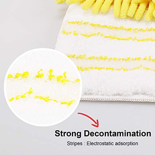 AKOMA Dual Sided Dust Mop, Flip Head Dry and Wet Mops for Floor Cleaning, with 2 Washable Microfiber Pads Mopping for Home Office Bathroom Hardwood Tile Floor,Yellow Cleaner Tools