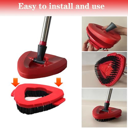Spin Mop Replacement Handle and Mop Base Replacements for OCeda EasyWring 1-Tank Spin Mop System,4-Section Iron Mop Handle 30-58in and 1 Mop Base and 1 Scrub Brush Cover Set Combo, Red - color: Red, size: Handle + 1 Scrub Brush + 1 Base