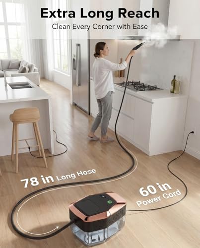 Homeasy Steam Cleaner for Home, 1500W Handheld Steamer for Cleaning with 3-Level Handle, 15s Heat-Up & 1.8L Large Tank, Portable Steamer for Car, Grout, Tile, Floor, Kitchen & Bathroom