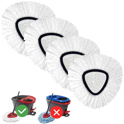 4-Pack Spin Mop Heads Replacements Compatible with O-Ceda EasyWrin 1-Tank System, Microfiber Refills, Deep Cleaning Mop Replace Head, Machine Washable Easy-to-Replace, White - color: 4pcs Easywring Refills White