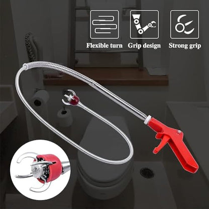 Toilet Snake Drain Clog Remover with Flexible Grabber Claw Use for Toilet Drain Auger Retrieve Lost Toys/Items, Clear Mild Clogs Affordable Alternative to Plumbers for Effective Drain Unclogging - style: 51"Toilet Auger