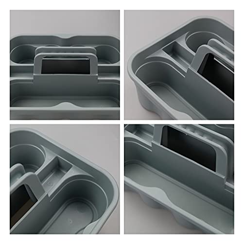 Kekow 4-Pack Plastic Storage Caddy, Carry Caddy with Handle, Gray | Portable Handle, Dual Compartment Design, Fits Tall Spray Bottles, Durable Plastic, for Home Hotel Restaurant Office