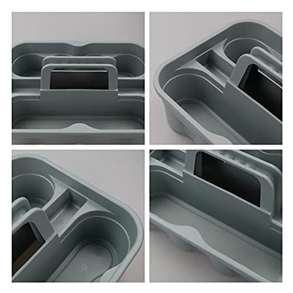 Kekow 4-Pack Plastic Storage Caddy, Carry Caddy with Handle, Gray | Portable Handle, Dual Compartment Design, Fits Tall Spray Bottles, Durable Plastic, for Home Hotel Restaurant Office