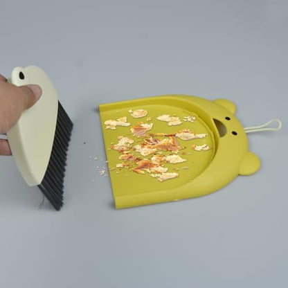 Mini Broom and Dustpan Set 6.2x6.3 Inches Compact Hand Broom for Desktop Table Countertop Car Office Kitchen Small Space Cleaning(Yellow) - color: Yellow