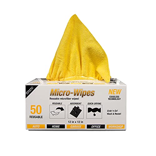 Eurow 200GSM Microfiber Cleaning and Drying Cloths with Dispenser Box, Reusable, Streak-Free, Scratch-Free, Ultra Absorbent, Edgeless for All Surface Types, 12x12in, 50-Pack, Yellow - color: Yellow