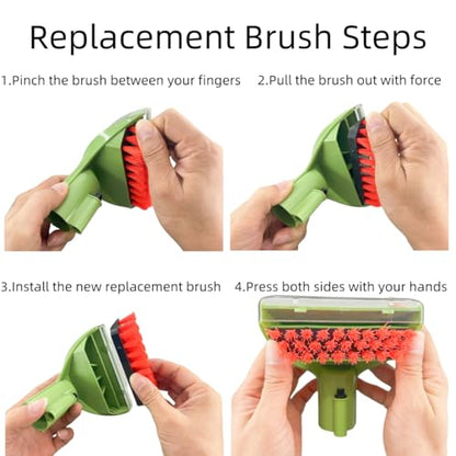 Upgraded 5.3in 1400B Little Green Machine Multi-Purpose Tools Brush Replacement Parts Compatible with 1400B 4075 3194 3353 2458 3588F 1986 1425 2513E Tough Stain Brush Tool Attachments (green 1+2) - color: Upgrade (Green 1+2)