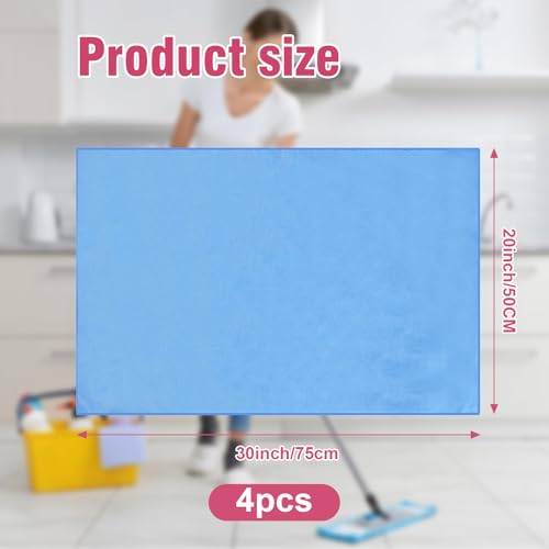 4 Pcs Extra Large Microfiber Cleaning Cloth 30 x 20 Inch Reusable Thick Cleaning Towel Washable Solid Color Microfiber Towel for Home Office Window Cars Glass (Blue) - color: Blue