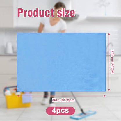 4 Pcs Extra Large Microfiber Cleaning Cloth 30 x 20 Inch Reusable Thick Cleaning Towel Washable Solid Color Microfiber Towel for Home Office Window Cars Glass (Blue) - color: Blue