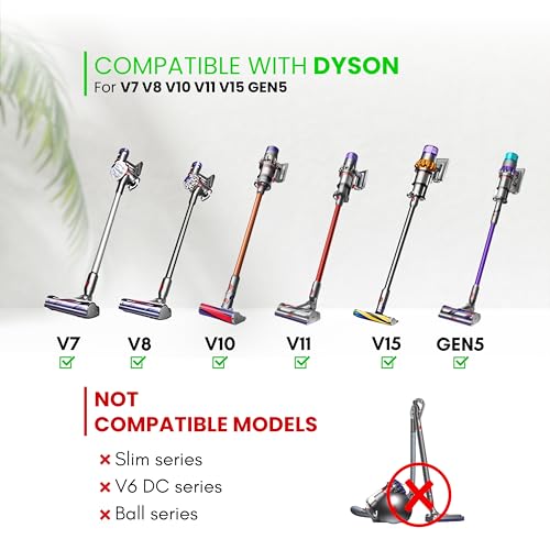 For Dyson V7 V8 V10 V11 V15 Vacuum Accessories & Attachment -Traceless Dust Brush & Dryer Vent Cleaner Kit - Refrigerator Condenser Coil Brush- Flexible Crevice Tool for Small Crevice & Car Detailing
