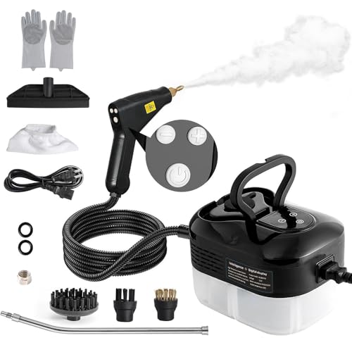Steam Cleaner, 6-Levels Adjustable Switch Handle, 15s Heat-Up, 1.2L Tank, Steamer for Cleaning with 8 Pcs Accessories, Steam Cleaner for Home for Dirt, Grease, Grout, Tile,Floor,Couch and Car Black - color: Black